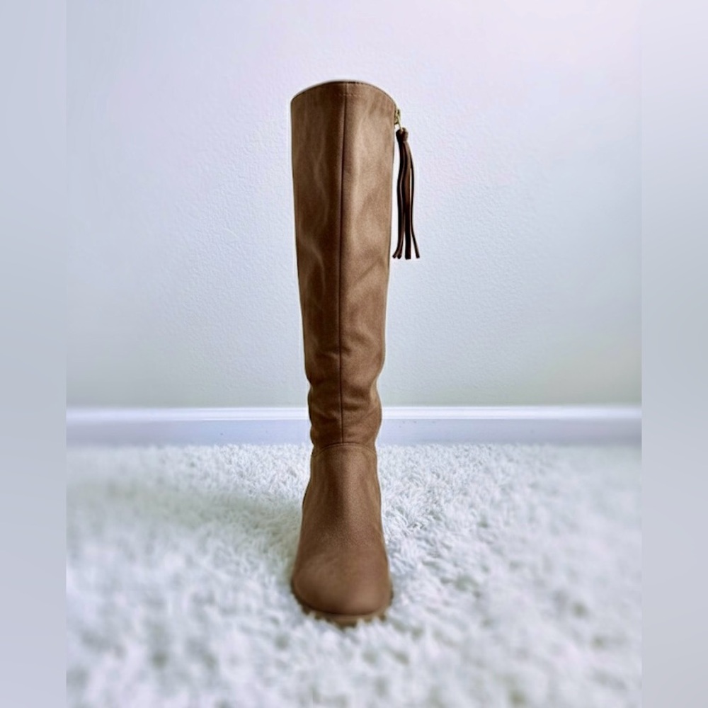 Tan Over-the-Knee Faux Suede Boots